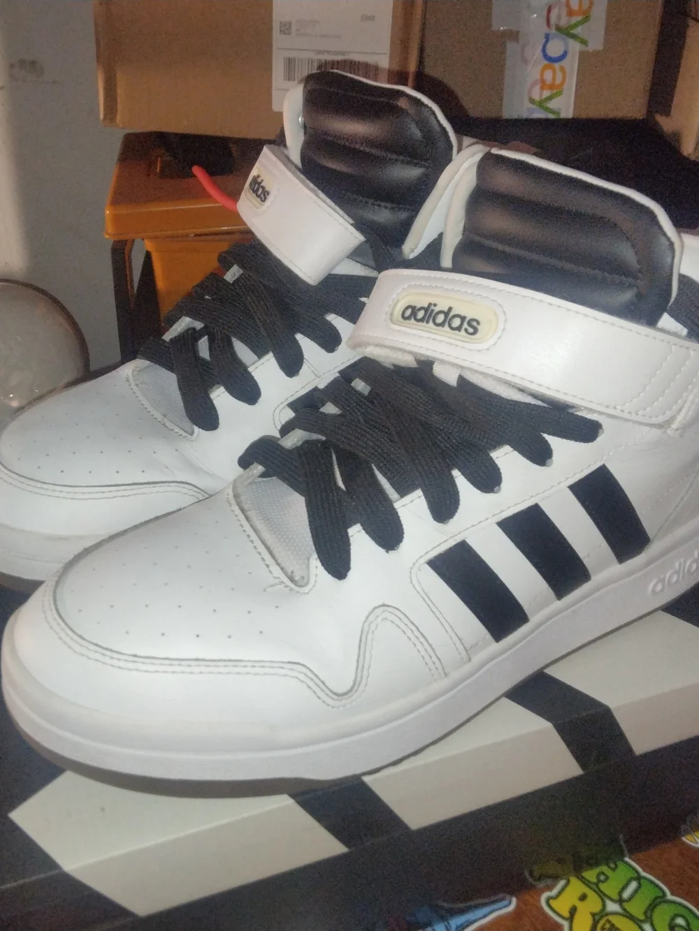 Adidas Black/White Postmove Mid - Size 12